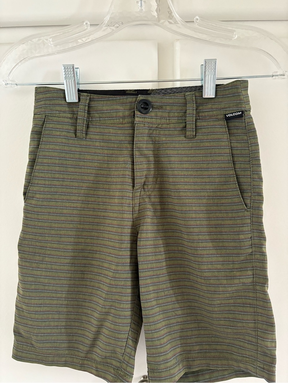 Volcom Olive Striped Boys Shorts